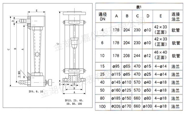 玻璃轉(zhuǎn)子流量計(jì)安裝尺寸