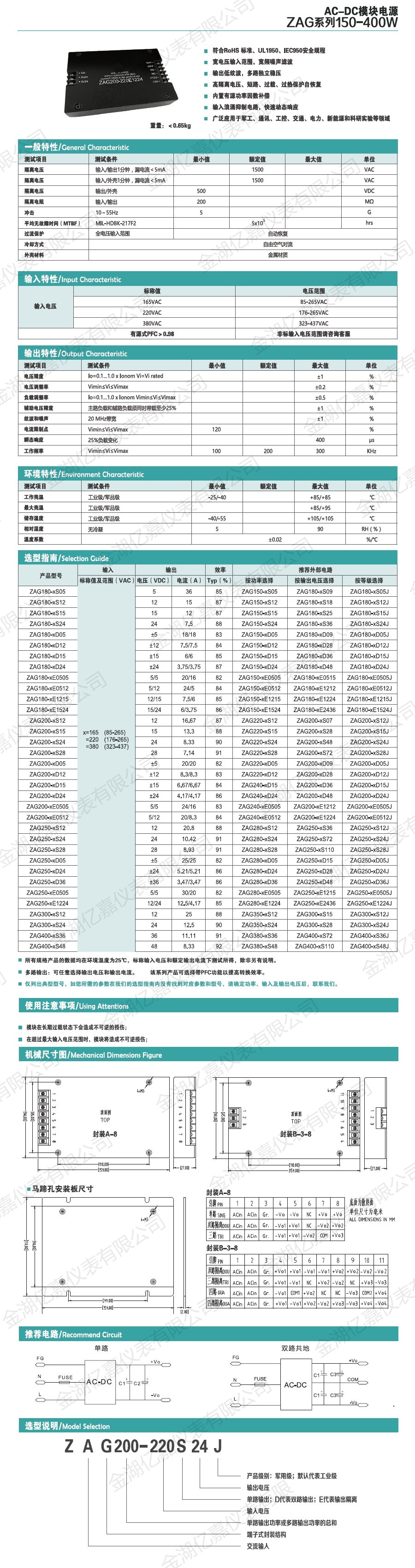 ZAG模塊電源150-400W